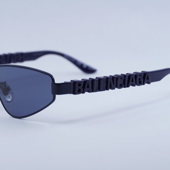 Balenciaga BB0107S 003 Sunglasses - Navy Blue Frame, Blue Lenses